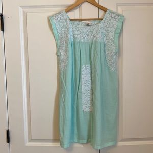 Light turquoise embroidered sun dress - size M